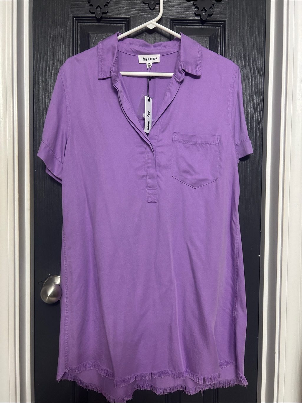 Day + Moon Purple Short Sleeve Shirt Dress